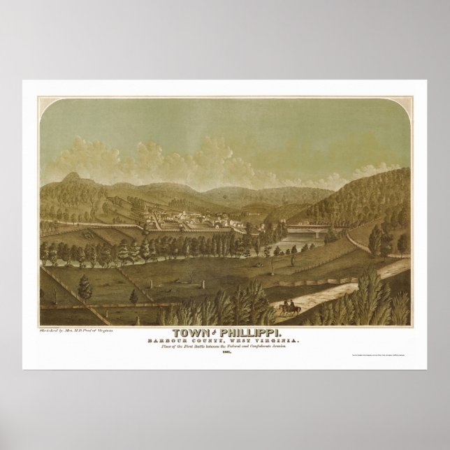 Philippi, WV Panoramic Map - 1861 Poster (Front)