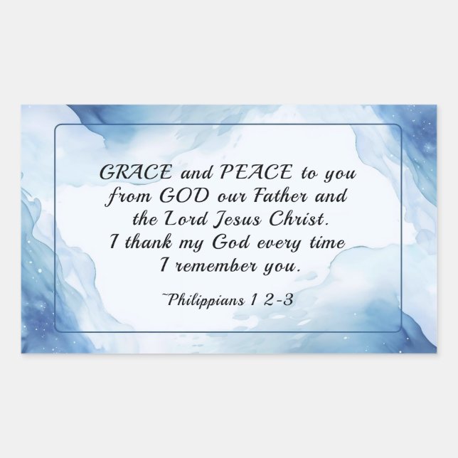 Philippians 1:2-3 Grace and Peace to You, Bible Rectangular Sticker (Front)
