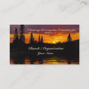 Philippians 1:3, I thank my God, Sunset over Water Business Card