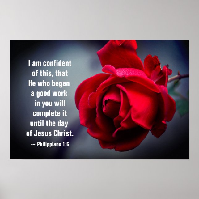 Philippians 1:6 I am confident of this Bible Verse Poster (Front)