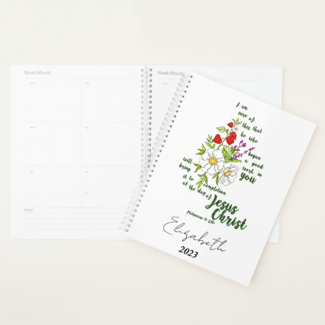 Philippians 1:6 personalised, custom year planner (Display)