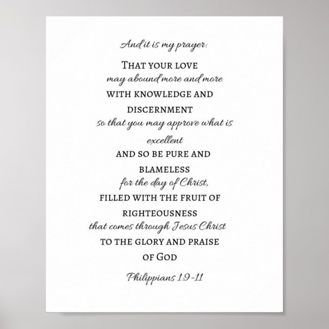 Philippians 1:9-11 Scripture Poster (Front)