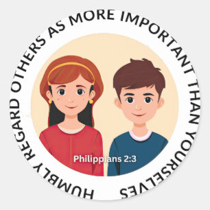 Philippians 2:3 Stickers: Humbly Regard Others Classic Round Sticker