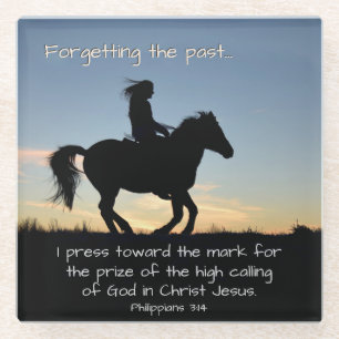 Philippians 3:13-14 I press towards the mark, Hors Glass Coaster