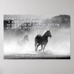 Philippians 3:14 I press towards the goal, Horses Poster