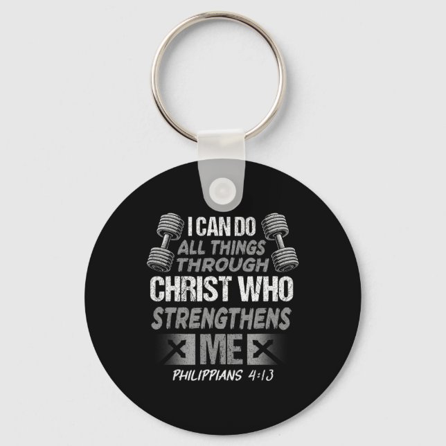 Philippians 413 Christian Jesus Bodybuilding Weigh Key Ring (Front)