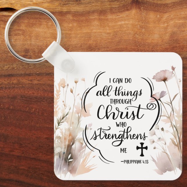 Philippians 4:13 All things through Christ Bible  Key Ring (Front)