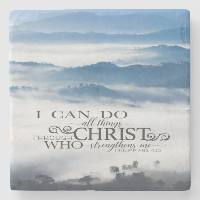 Philippians 4:13 All things through Christ Bible  Stone Coaster (Front)