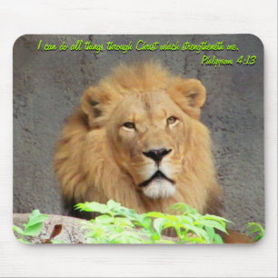 Philippians 4:13 and Male Lion Mouse Pad