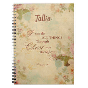 Philippians 4:13 Bible Scripture Floral Notebook