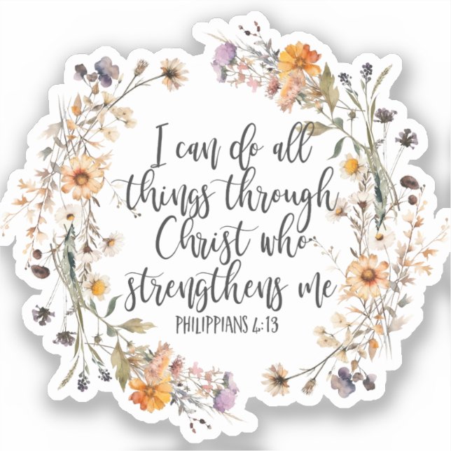 Philippians 4:13 Bible Scripture Verse Floral Boho (Front)