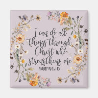 Philippians 4:13 Bible Scripture Verse Floral Boho