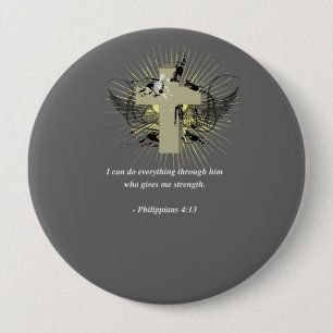 PHILIPPIANS 4:13 Bible Verse 10 Cm Round Badge