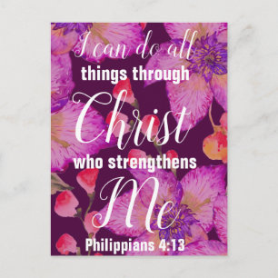 Philippians 4:13 Bible Verse Floral Postcard