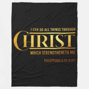 Philippians 4:13 Bible Verse KJV Quote Fleece Blanket