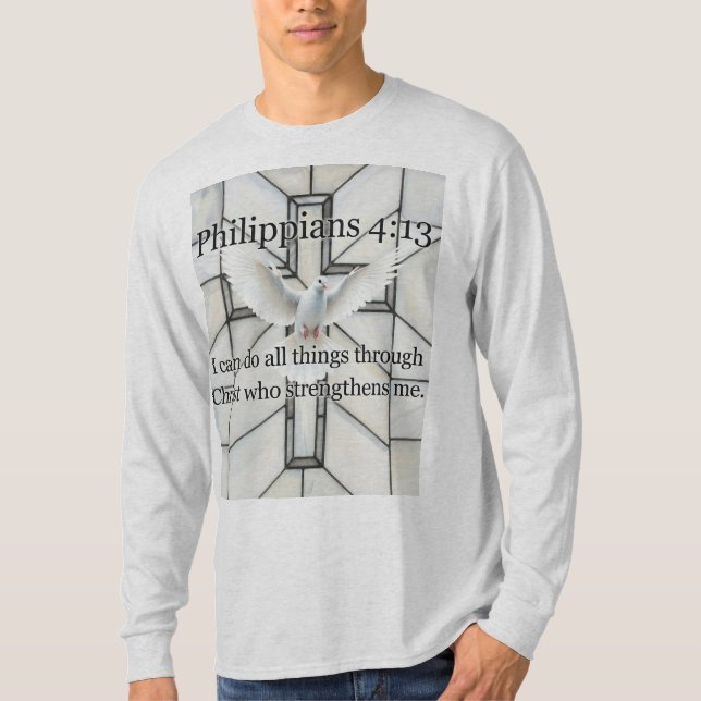 Philippians 4:13 Bible Verse Men's Long Sleeve Tee (Front)
