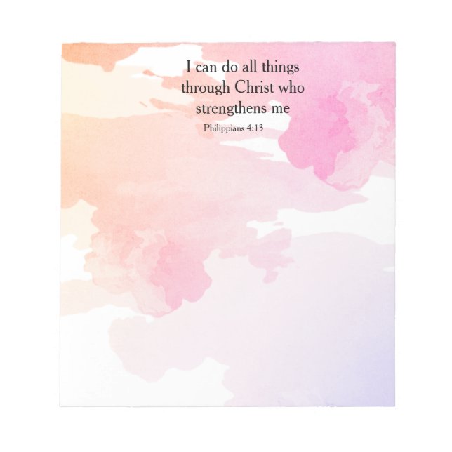 Philippians 4:13, bible verse notepad (Front)