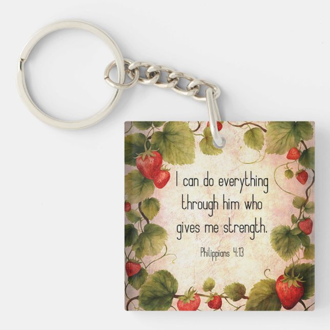 Philippians 4:13 Bible Verse on Timeless Design Key Ring (Front)
