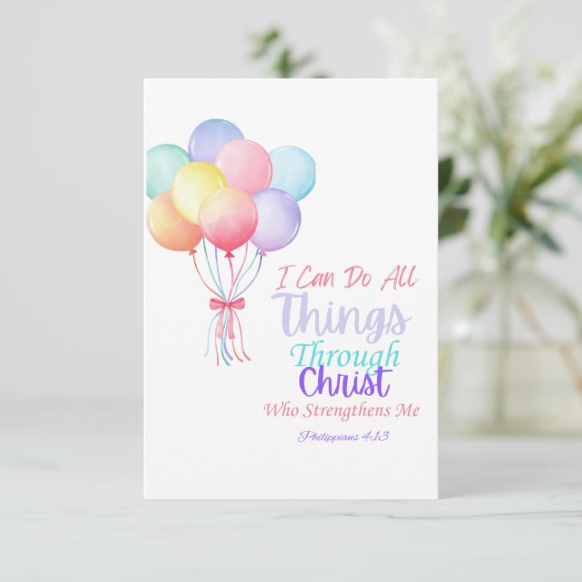 Philippians 4:13 Bible Verse Thank You Card (Standing Front)