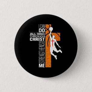 Philippians 4_13 Christian Basketball Religious Bi 6 Cm Round Badge