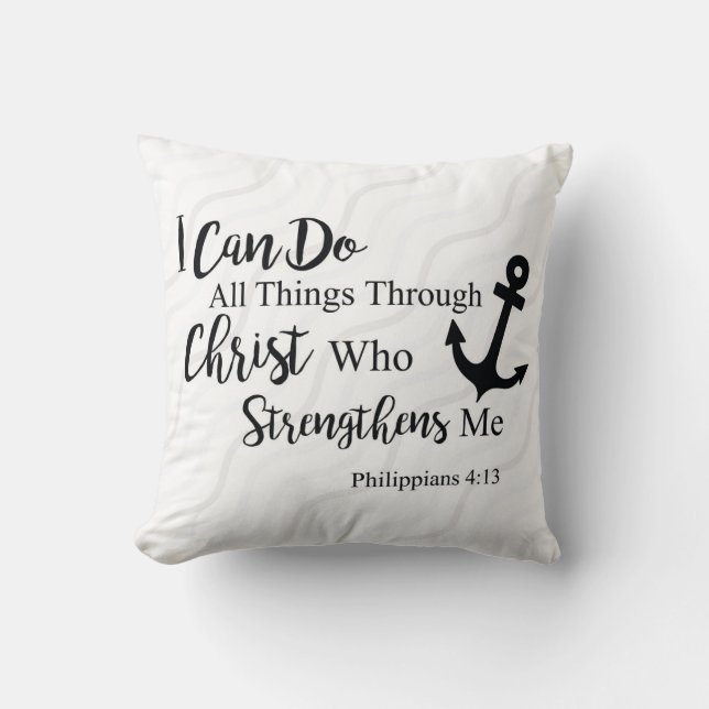 Philippians 4:13 Christian Bible Scripture Cushion (Front)
