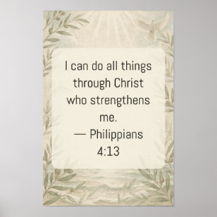 Philippians 4 13 Christian Faith Text Art Art Prin Poster