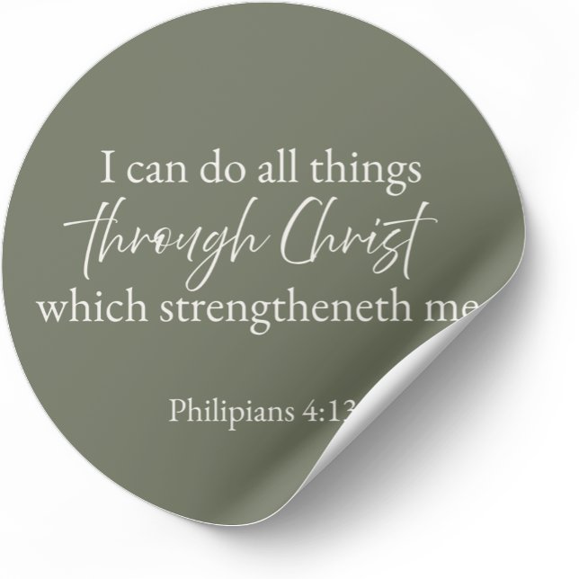 Philippians 4:13 Christian Sticker (Minimalist Bible verse sticker — Philippians 4:13)