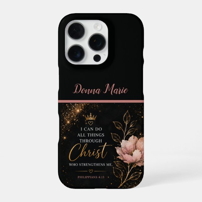 Philippians 4:13 Floral Christian  iPhone Case (Back)