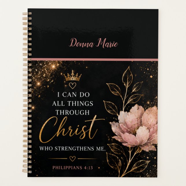Philippians 4:13 Floral Christian  Planner (Front)