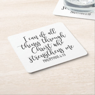 Philippians 4:13 I can do all things Poster Square Paper Coaster
