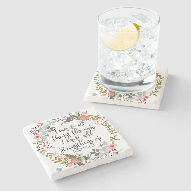 Philippians 4:13 I can do all things Stone Coaster (Side)