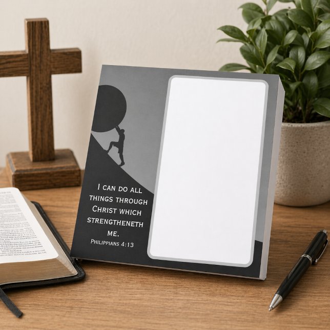 Philippians 4:13 KJV Bible Verse Giant Stone  Notepad (Creator Uploaded)