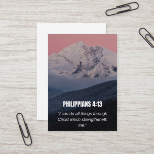 Philippians 4:13 KJV Bible Verse Mountain & Forest Business Card