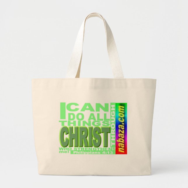 Philippians 4:13 Men, Women, Kids, Pets, Accessori Large Tote Bag (Front)
