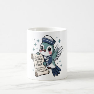 Philippians 4:13 Navy Sailor Hummingbird Mug