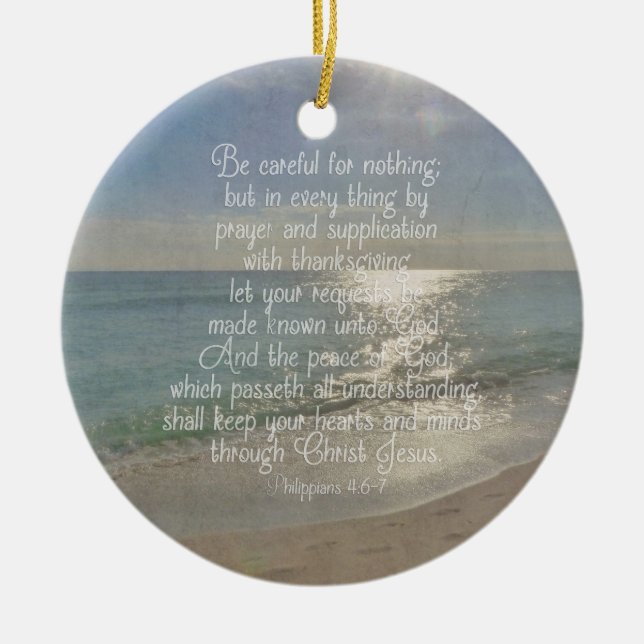 Philippians 4:13 Peace Bible Verse Beach Christian Ceramic Tree Decoration (Front)