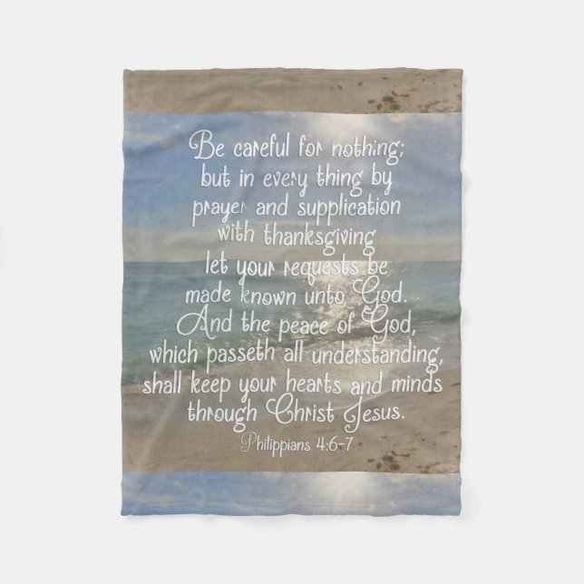 Philippians 4:13 Peace Bible Verse Beach Christian Fleece Blanket (Front)