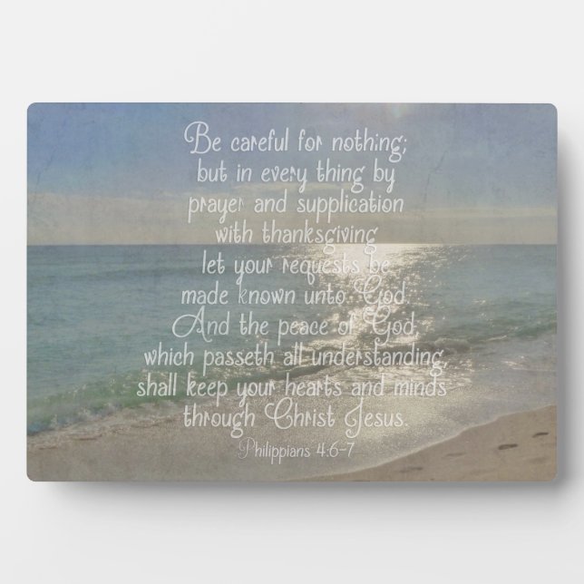 Philippians 4:13 Peace Bible Verse Beach Christian Plaque (Front)
