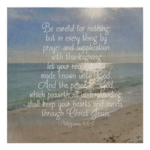 Philippians 4:13 Peace Bible Verse Beach Christian Poster