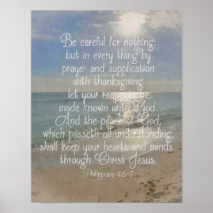 Philippians 4:13 Peace Bible Verse Beach Christian Poster