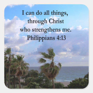PHILIPPIANS 4:13 PRAYER SQUARE STICKER
