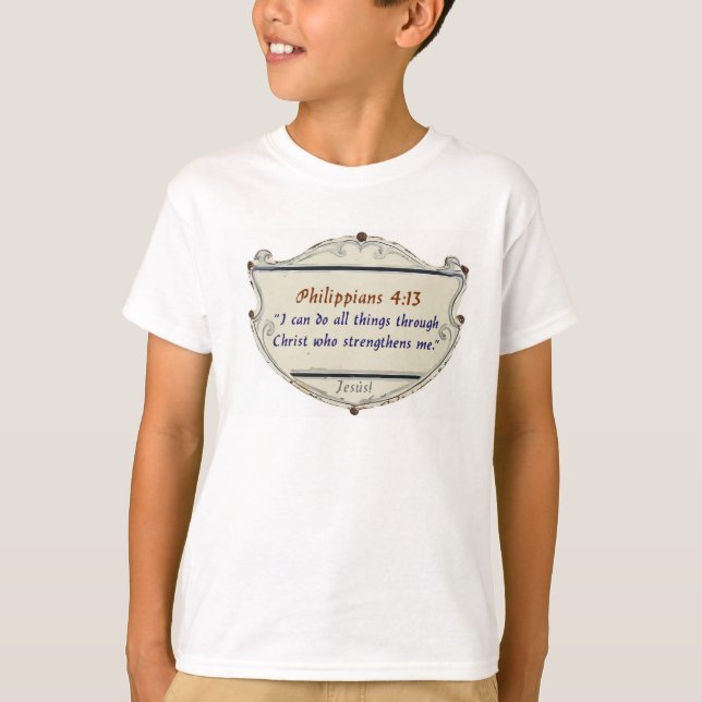 Philippians 4:13 Shield Kid's Tee Shirt (Front)