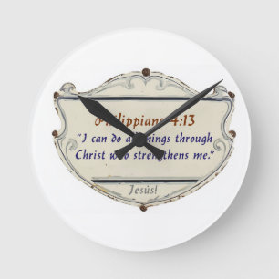 Philippians 4:13 Shield Wall Clock