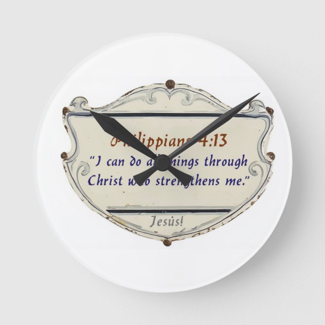 Philippians 4:13 Shield Wall Clock (Front)