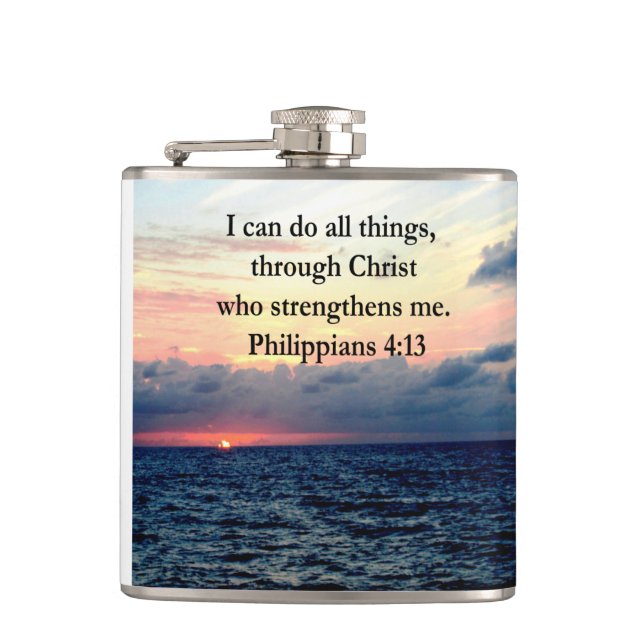 PHILIPPIANS 4:13 SUNRISE DESIGN HIP FLASK (Front)