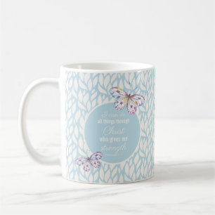 Philippians 4:13 Watercolor Butterfly Mug