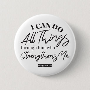 Philippians 4:13 white ver 6 cm round badge