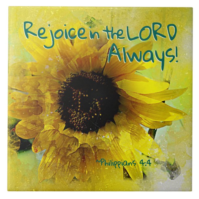 Philippians 4:4 Rejoice in the Lord Always! Bible Tile (Front)