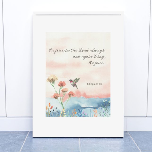 Philippians 4:4 Watercolor Hummingbird Poster (Creator Uploaded)