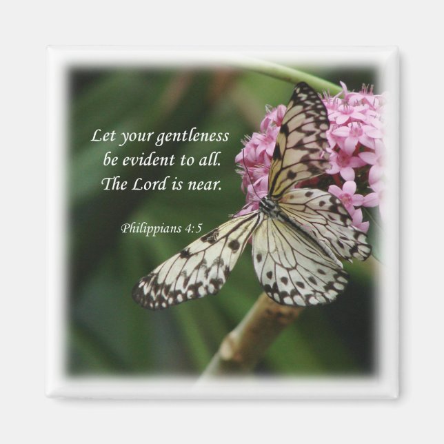 Philippians 4:5 Butterfly Flowers Magnet (Front)